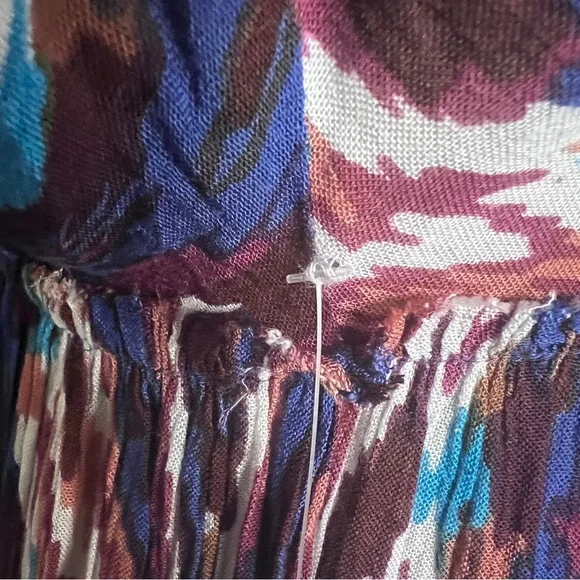 Free People One Monarch Multi Mini Dress SZ S Boho Hipster Vacay Flowy Flouncy - Picture 10 of 13